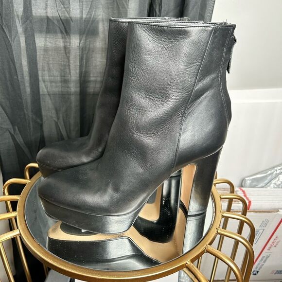 Zara Platform Leather Ankle Boots - Picture 8 of 11